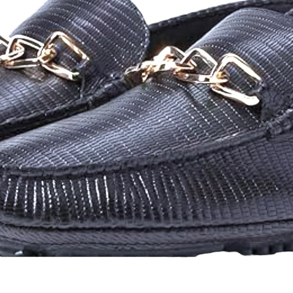 ALDO Davinch Lizard Embossed Loafer Driving Shoe Navy Blue Size 11…Normcore